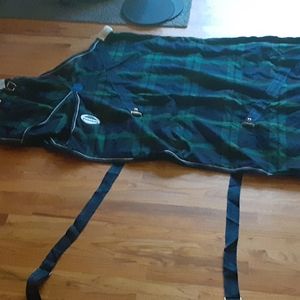 show sheet for horses, navy green plaid